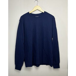 American Giant Long Sleeve Tee Mens Large Blue Cotton Crewneck T Shirt